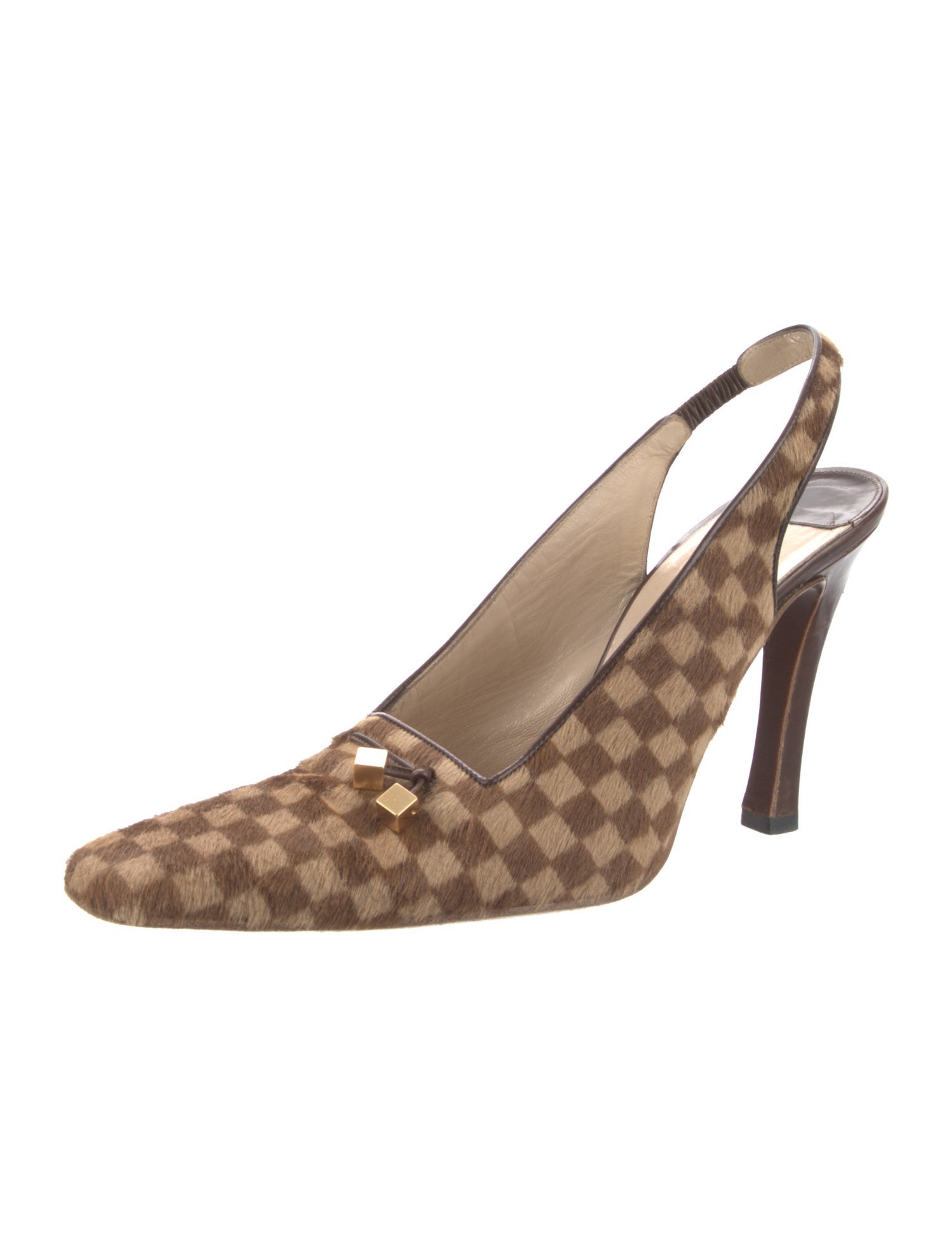 Louis Vuitton Ponyhair Plaid Print Slingback Pumps